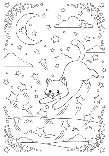 Bouncing Stars & Loaf Cat Coloring Pages