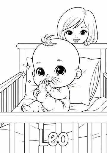 Cute Baby Leo's Toes Adventure Coloring Pages