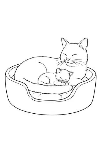Napping & Learning Kitten Coloring Pages