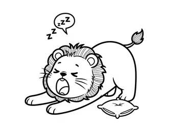 Sleepy Lion Coloring Page