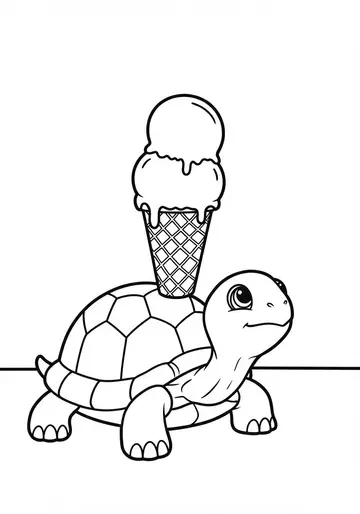 Tall Treat Ice Cream Turtle Coloring Pages