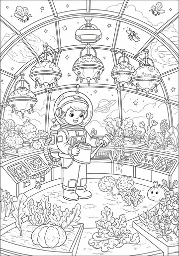 Space Farmer Labubu Coloring Page