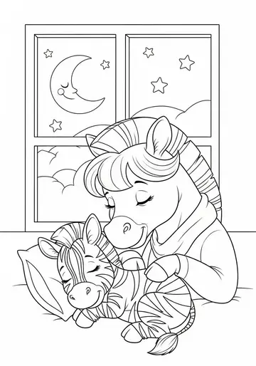 Zoe's Striped Lullaby Zebra Coloring Pages for Bedtime