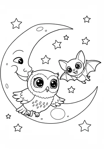 Pip the Owl Meets a Friend Coloring Pages