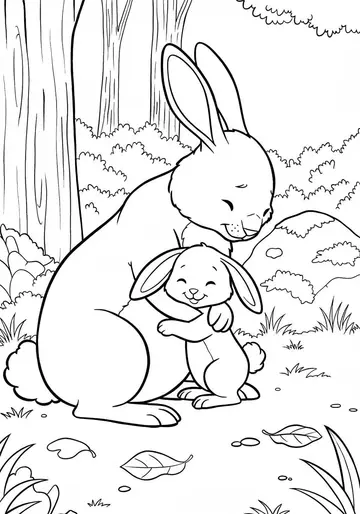 Bouncy Bunny Meets Mama animal Coloring Pages