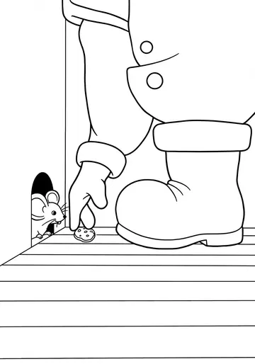 Santa and a Tiny Mouse Cute Coloring Pages