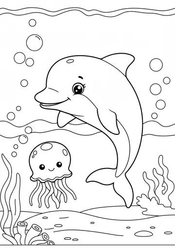 Dolphin Delphie's Wiggle Friend Coloring Pages