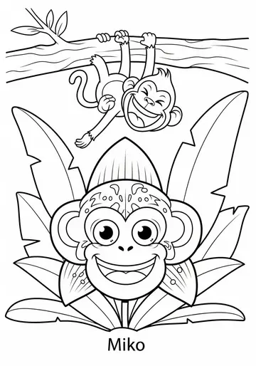 Miko Meets Monkey Orchids Coloring Pages