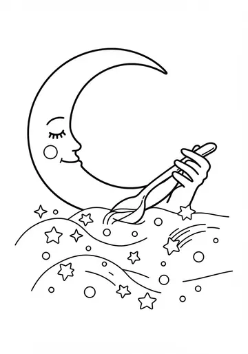 Midnight Snack Ice Cream Moon Coloring Pages
