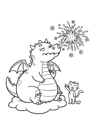 Silly Dragon Sneeze Fireworks Coloring Pages