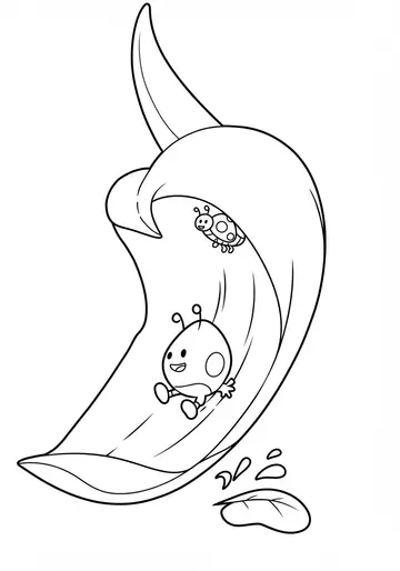 Ladybug's Fun Slide Lilies Coloring Pages for Kids