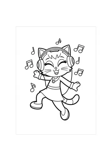 DJ Catnip Music Coloring Page - Dance and Color Fun