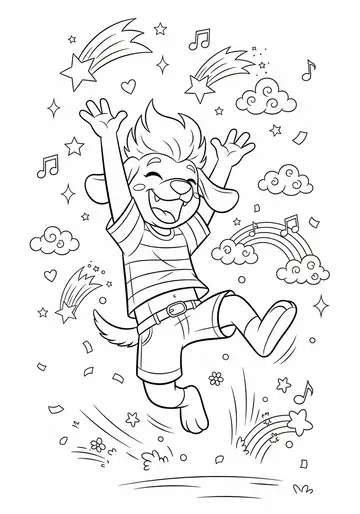 Jumping Joy Labubu Celebration Coloring Page