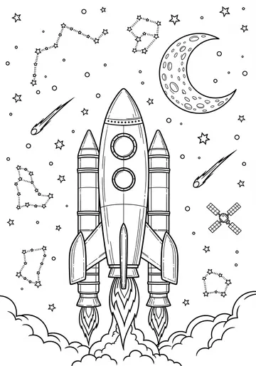 Night Sky Rocket Adventure Coloring