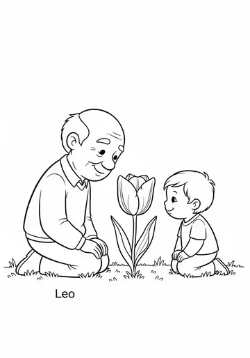 Grandpa's Memory Tulips Coloring Pages for Family