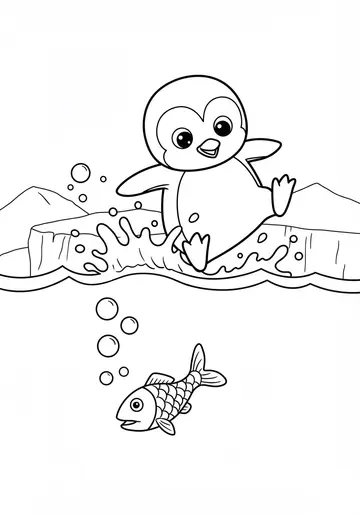 Penguin Percy's Deep-Sea Plunge Coloring Pages