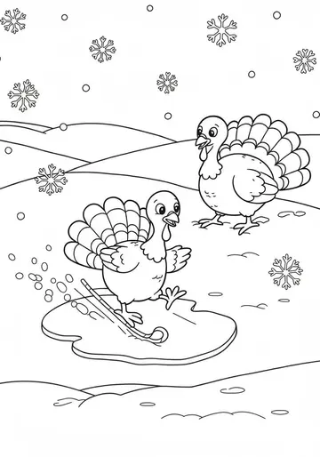 Barnaby's First Snow Christmas Turkey Coloring Pages