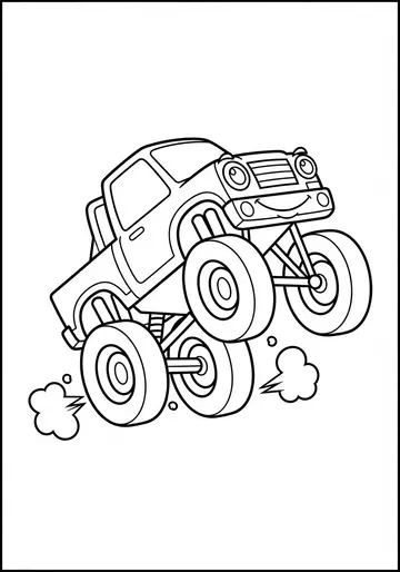 Monster Truck Doing Wheelie Coloring Page