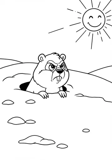 Grumpy Gus's Shadow Groundhog Day Coloring Pages