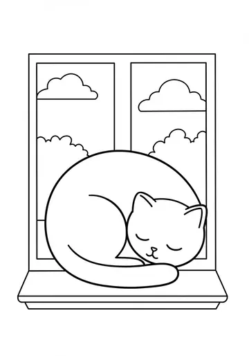Marmalade the Cat Finds a simple Nap Spot Coloring Pages
