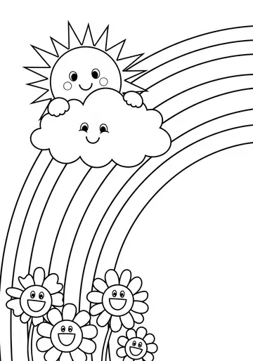 Rainbow Cloud A Spring Sky Coloring Page Adventure