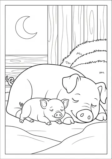 Cozy & Calm Piglets Coloring Pages Mama's Lullaby