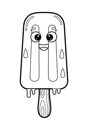 Happy Popsicle Coloring Page for Kids
