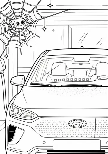 Cozy Night Light Hyundai Electric Car Coloring Page