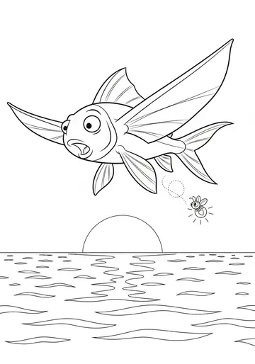 Flip the Flying Fish Soars at Sunset Coloring Pages
