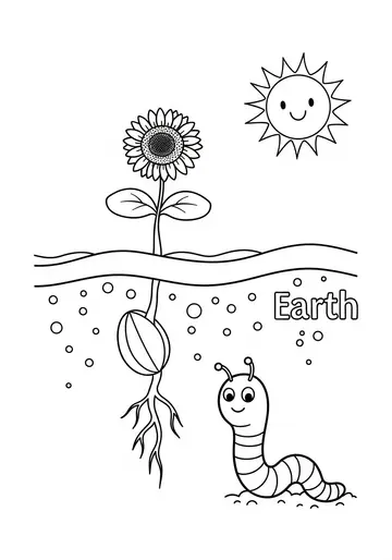 Growing & Learning Sunflowers Coloring Pages