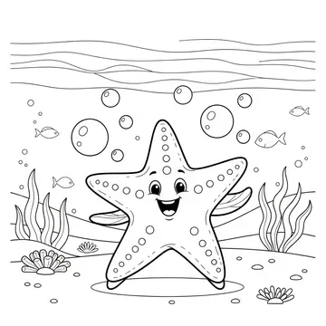 Dancing Starfish Underwater Coloring Page