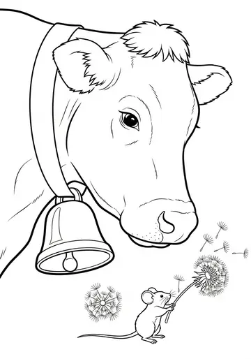 Bartholomew's Bell & Mouse Cow Coloring Pages