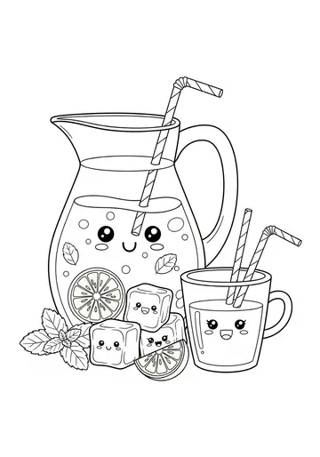 Cute Lemonade Friends Coloring Page