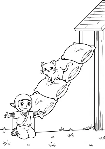 Ninja Kid & Luna the Cat Coloring Pages