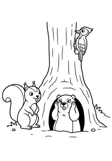 3 Noisy Neighbors Groundhog Day Coloring Pages