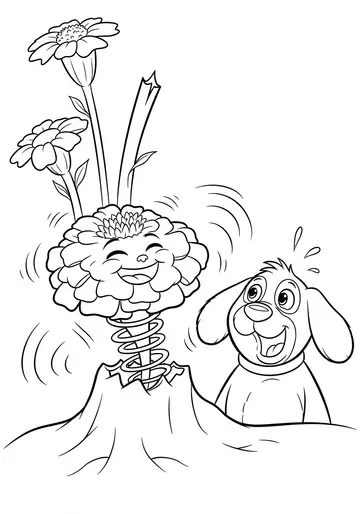 Milo's Wobbly Stem Marigolds Coloring Pages