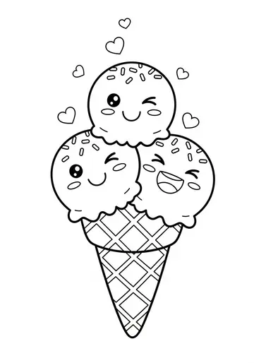 Happy Ice Cream Cone Coloring Page