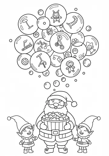 Santa's Idea Popcorn Santa's Workshop Coloring Page