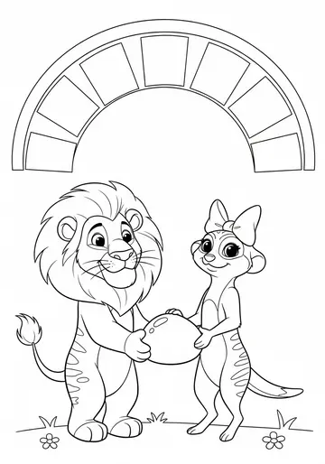 Friendship & Sharing cute lion Coloring Pages for Kids