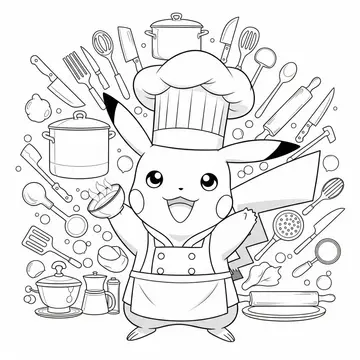 Culinary Pikachu Coloring Page