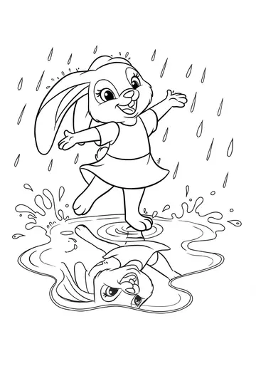 Playful Puddle Dance Bunny Coloring Pages