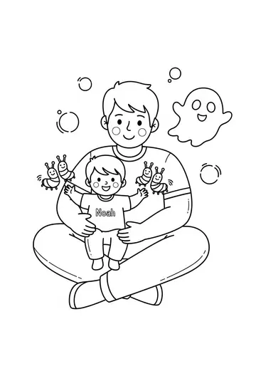 Wiggle-Giggle happy fathers day Story Coloring Pages