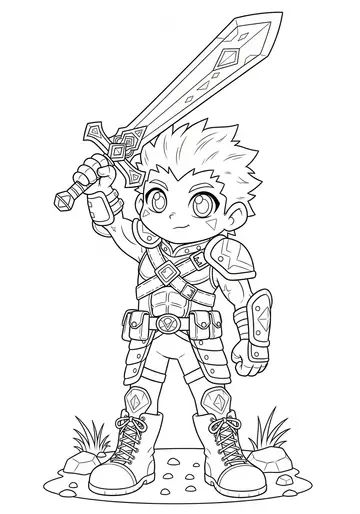 Brave Sprunki Hero Coloring Page