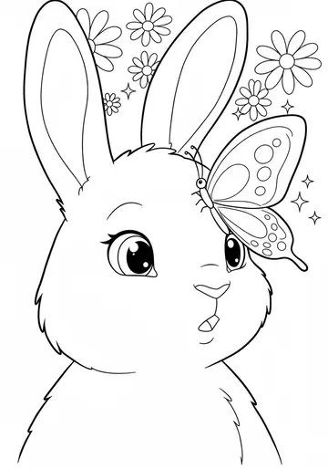 Tickle-Nose Butterfly & Bunny Coloring Pages
