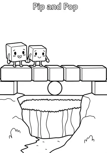 Creative blocky Coloring Pages for Ages 3-5 The Wobbly Bridge