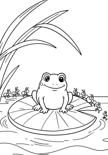 Pond Adventure Lilies Coloring Pages for Preschool