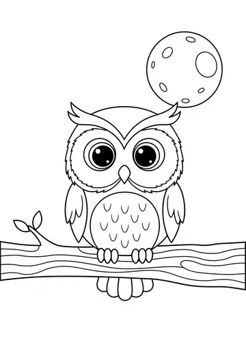 Wise Owl on a Branch Coloring Page