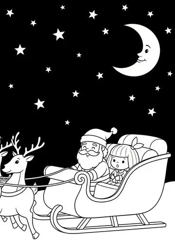 Starry Sleigh Ride Coloring Pages