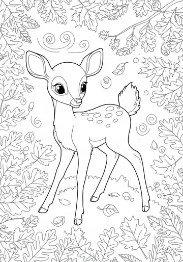 Whispering Leaves & Fawn camping Coloring Pages for Kids