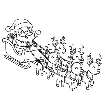 Santa's Sleigh Ride Coloring Page